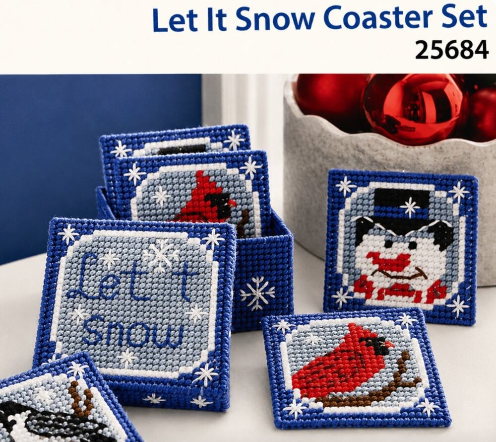 Mary Maxim Let It Snow Plastic Canvas Cross Stitch Kit 25684 Sealed